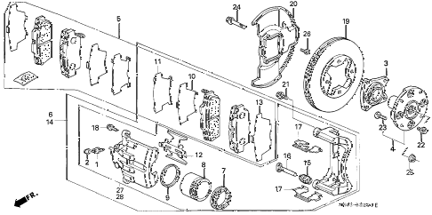 1991 accord LX 4 DOOR 5MT FRONT BRAKE (2) diagram 1991 accord LX 4 DOOR 5MT FRONT BRAKE (2) diagram