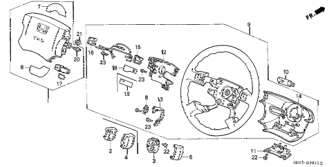 1993 accord DX 4 DOOR 4AT STEERING WHEEL (2) diagram 1993 accord DX 4 DOOR 4AT STEERING WHEEL (2) diagram