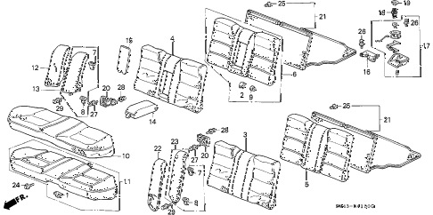 1991 accord DX 4 DOOR 5MT REAR SEAT diagram 1991 accord DX 4 DOOR 5MT REAR SEAT diagram
