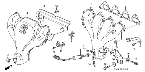 1993 accord LX 4 DOOR 5MT EXHAUST MANIFOLD (1) diagram 1993 accord LX 4 DOOR 5MT EXHAUST MANIFOLD (1) diagram