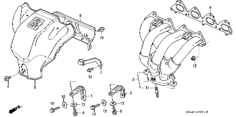 1991 accord EX 4 DOOR 4AT EXHAUST MANIFOLD (2) diagram 1991 accord EX 4 DOOR 4AT EXHAUST MANIFOLD (2) diagram