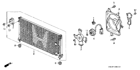 1993 accord DX 4 DOOR 4AT A/C AIR CONDITIONER (CONDENSER) diagram 1993 accord DX 4 DOOR 4AT A/C AIR CONDITIONER (CONDENSER) diagram