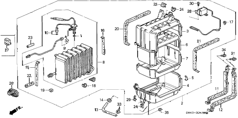 1993 accord DX 4 DOOR 4AT A/C COOLING UNIT diagram 1993 accord DX 4 DOOR 4AT A/C COOLING UNIT diagram