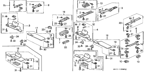 1993 accord EX 5 DOOR 4AT SUNVISOR - GRAB RAIL diagram 1993 accord EX 5 DOOR 4AT SUNVISOR - GRAB RAIL diagram