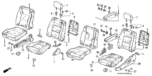 1993 accord EX 5 DOOR 5MT FRONT SEAT diagram 1993 accord EX 5 DOOR 5MT FRONT SEAT diagram
