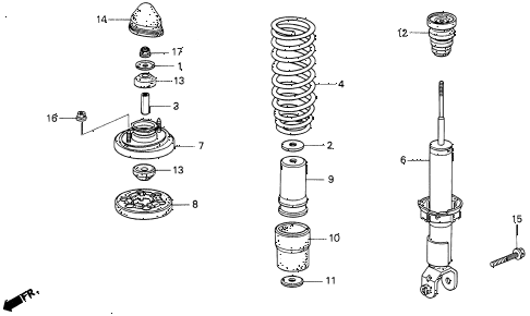 1994 del SI 2 DOOR 4AT REAR SHOCK ABSORBER diagram 1994 del SI 2 DOOR 4AT REAR SHOCK ABSORBER diagram