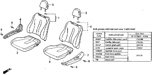 1995 del SI 2 DOOR 5MT SEAT diagram 1995 del SI 2 DOOR 5MT SEAT diagram