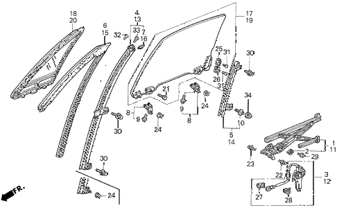 1993 del S 2 DOOR 4AT DOOR GLASS diagram 1993 del S 2 DOOR 4AT DOOR GLASS diagram