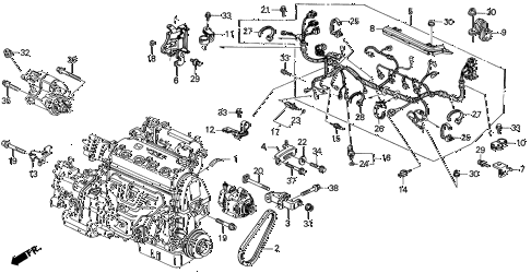 1993 del SI 2 DOOR 4AT ENGINE SUB CORD - CLAMP (S,SI) diagram 1993 del SI 2 DOOR 4AT ENGINE SUB CORD - CLAMP (S,SI) diagram