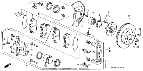 1994 civic SI(ABS) 3 DOOR 5MT FRONT BRAKE (2) diagram 1994 civic SI(ABS) 3 DOOR 5MT FRONT BRAKE (2) diagram