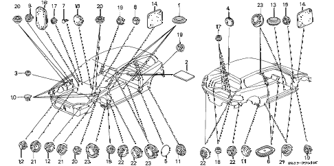 1994 civic DX 3 DOOR 4AT GROMMET diagram 1994 civic DX 3 DOOR 4AT GROMMET diagram