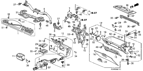 1994 civic VX 3 DOOR 5MT INSTRUMENT PANEL GARNISH (2) diagram 1994 civic VX 3 DOOR 5MT INSTRUMENT PANEL GARNISH (2) diagram