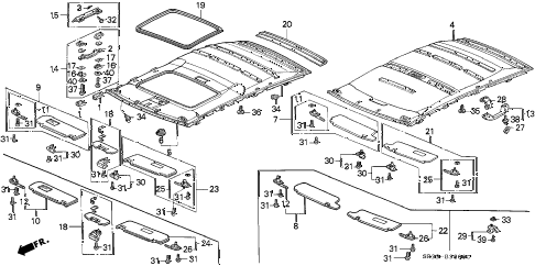 1992 civic VX 3 DOOR 5MT HEADLINER TRIM diagram 1992 civic VX 3 DOOR 5MT HEADLINER TRIM diagram