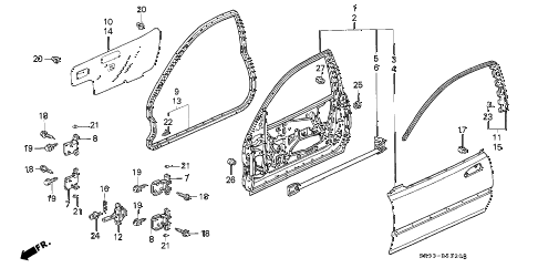 1995 civic DX 3 DOOR 4AT DOOR PANEL diagram 1995 civic DX 3 DOOR 4AT DOOR PANEL diagram