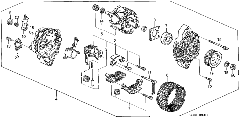 1993 civic CX 3 DOOR 5MT ALTERNATOR (MITSUBISHI) (1) diagram 1993 civic CX 3 DOOR 5MT ALTERNATOR (MITSUBISHI) (1) diagram