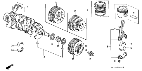1994 civic VX 3 DOOR 5MT CRANKSHAFT - PISTON diagram 1994 civic VX 3 DOOR 5MT CRANKSHAFT - PISTON diagram