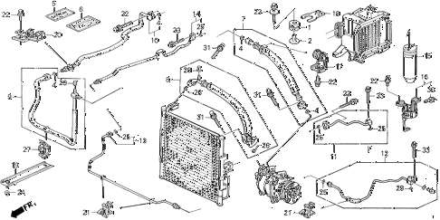 1993 civic CX 3 DOOR 5MT A/C HOSES - PIPES diagram 1993 civic CX 3 DOOR 5MT A/C HOSES - PIPES diagram