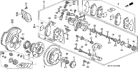 1994 civic LX(ABS) 4 DOOR 4AT REAR BRAKE (DISK) diagram 1994 civic LX(ABS) 4 DOOR 4AT REAR BRAKE (DISK) diagram