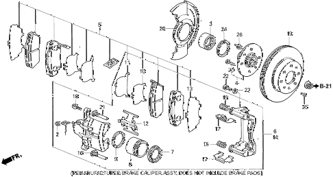 1993 civic EX(ABS) 4 DOOR 5MT FRONT BRAKE (2) diagram 1993 civic EX(ABS) 4 DOOR 5MT FRONT BRAKE (2) diagram
