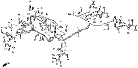 1995 civic LX(ABS) 4 DOOR 5MT BRAKE LINES (ABS) diagram 1995 civic LX(ABS) 4 DOOR 5MT BRAKE LINES (ABS) diagram