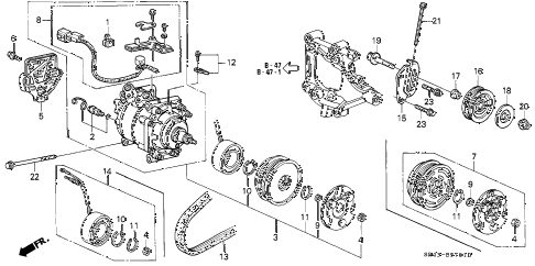 1993 civic EX(ABS) 4 DOOR 5MT A/C COMPRESSOR (SANDEN) (2) diagram 1993 civic EX(ABS) 4 DOOR 5MT A/C COMPRESSOR (SANDEN) (2) diagram
