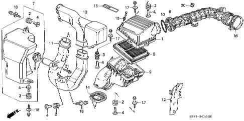 1993 civic DX 2 DOOR 5MT AIR CLEANER diagram 1993 civic DX 2 DOOR 5MT AIR CLEANER diagram