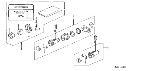 1994 civic EX(ABS) 2 DOOR 4AT KEY CYLINDER KIT diagram 1994 civic EX(ABS) 2 DOOR 4AT KEY CYLINDER KIT diagram