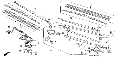 1993 civic EX 2 DOOR 5MT FRONT WINDSHIELD WIPER (MITSUBA) (1) diagram 1993 civic EX 2 DOOR 5MT FRONT WINDSHIELD WIPER (MITSUBA) (1) diagram