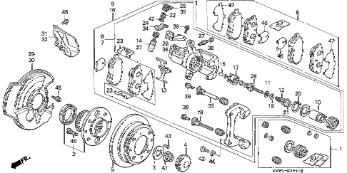 1994 civic EX(ABS) 2 DOOR 5MT REAR BRAKE (DISK) diagram 1994 civic EX(ABS) 2 DOOR 5MT REAR BRAKE (DISK) diagram