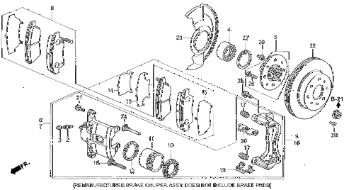 1995 civic EX 2 DOOR 5MT FRONT BRAKE (2) diagram 1995 civic EX 2 DOOR 5MT FRONT BRAKE (2) diagram