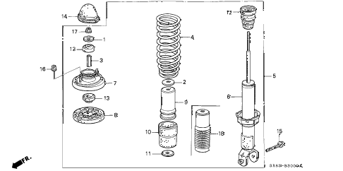 1994 civic DX 2 DOOR 5MT REAR SHOCK ABSORBER diagram 1994 civic DX 2 DOOR 5MT REAR SHOCK ABSORBER diagram