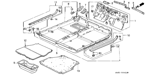 1995 civic EX(ABS) 2 DOOR 5MT FLOOR MAT diagram 1995 civic EX(ABS) 2 DOOR 5MT FLOOR MAT diagram
