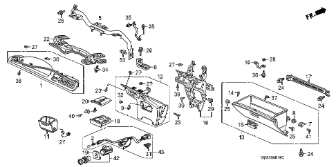 1993 civic EX 2 DOOR 5MT INSTRUMENT PANEL GARNISH (1) diagram 1993 civic EX 2 DOOR 5MT INSTRUMENT PANEL GARNISH (1) diagram