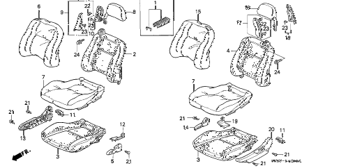 1993 civic EX-S 2 DOOR 4AT FRONT SEAT diagram 1993 civic EX-S 2 DOOR 4AT FRONT SEAT diagram