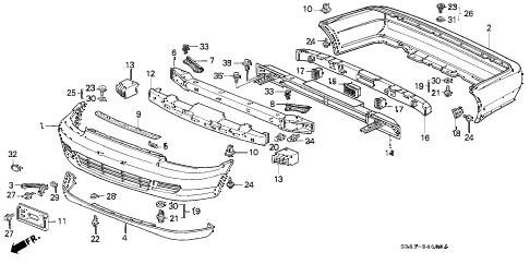 1995 civic EX 2 DOOR 5MT BUMPER diagram 1995 civic EX 2 DOOR 5MT BUMPER diagram