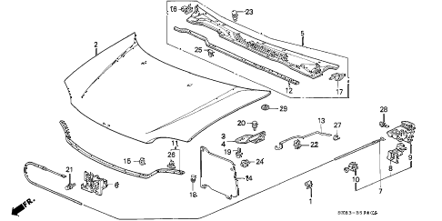 1993 civic EX-S 2 DOOR 4AT HOOD diagram 1993 civic EX-S 2 DOOR 4AT HOOD diagram