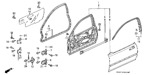 1994 civic EX 2 DOOR 4AT DOOR PANEL diagram 1994 civic EX 2 DOOR 4AT DOOR PANEL diagram
