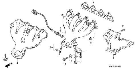 1994 civic DX 2 DOOR 5MT EXHAUST MANIFOLD (1) diagram 1994 civic DX 2 DOOR 5MT EXHAUST MANIFOLD (1) diagram