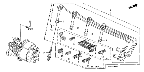 1994 civic EX 2 DOOR 5MT HIGH TENSION CORD - SPARK PLUG diagram 1994 civic EX 2 DOOR 5MT HIGH TENSION CORD - SPARK PLUG diagram