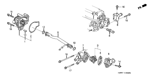 1995 civic EX 2 DOOR 4AT WATER PUMP - THERMOSTAT diagram 1995 civic EX 2 DOOR 4AT WATER PUMP - THERMOSTAT diagram