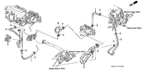 1993 civic DX 2 DOOR 5MT WATER HOSE (1) diagram 1993 civic DX 2 DOOR 5MT WATER HOSE (1) diagram