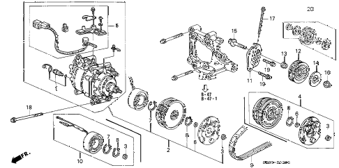 1995 civic EX(ABS) 2 DOOR 5MT A/C COMPRESSOR (HADSYS) (4) diagram 1995 civic EX(ABS) 2 DOOR 5MT A/C COMPRESSOR (HADSYS) (4) diagram