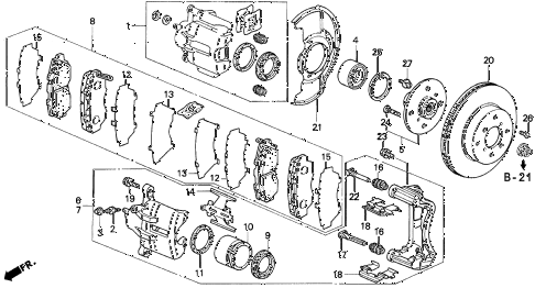 1993 prelude SIVTEC 2 DOOR 5MT FRONT BRAKE (2) diagram 1993 prelude SIVTEC 2 DOOR 5MT FRONT BRAKE (2) diagram