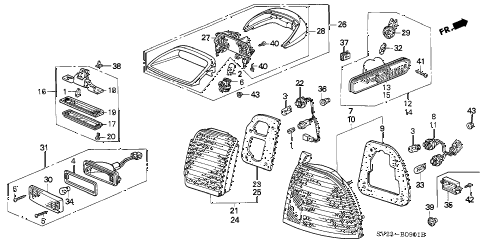 1996 accord EX(LEATHER) 2 DOOR 5MT TAILLIGHT (2) diagram 1996 accord EX(LEATHER) 2 DOOR 5MT TAILLIGHT (2) diagram