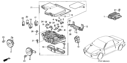 1994 accord DX 2 DOOR 5MT CONTROL UNIT (ENGINE ROOM) diagram 1994 accord DX 2 DOOR 5MT CONTROL UNIT (ENGINE ROOM) diagram