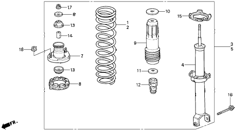 1997 accord EX 2 DOOR 5MT REAR SHOCK ABSORBER diagram 1997 accord EX 2 DOOR 5MT REAR SHOCK ABSORBER diagram