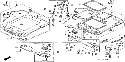 1997 accord LX 2 DOOR 4AT ROOF LINING diagram 1997 accord LX 2 DOOR 4AT ROOF LINING diagram