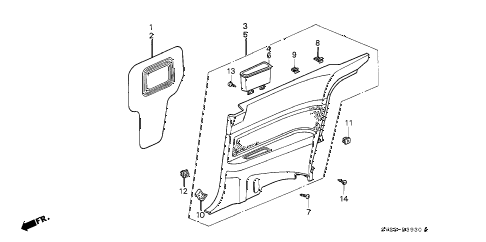 1994 accord EX 2 DOOR 4AT SIDE LINING diagram 1994 accord EX 2 DOOR 4AT SIDE LINING diagram