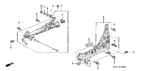 1995 accord LX 2 DOOR 5MT FRONT SEAT COMPONENTS (1) diagram 1995 accord LX 2 DOOR 5MT FRONT SEAT COMPONENTS (1) diagram