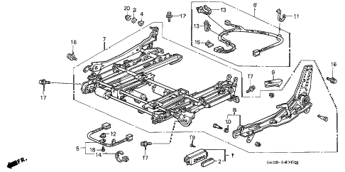 1996 accord EX(LEATHER) 2 DOOR 5MT FRONT SEAT COMPONENTS (3) diagram 1996 accord EX(LEATHER) 2 DOOR 5MT FRONT SEAT COMPONENTS (3) diagram